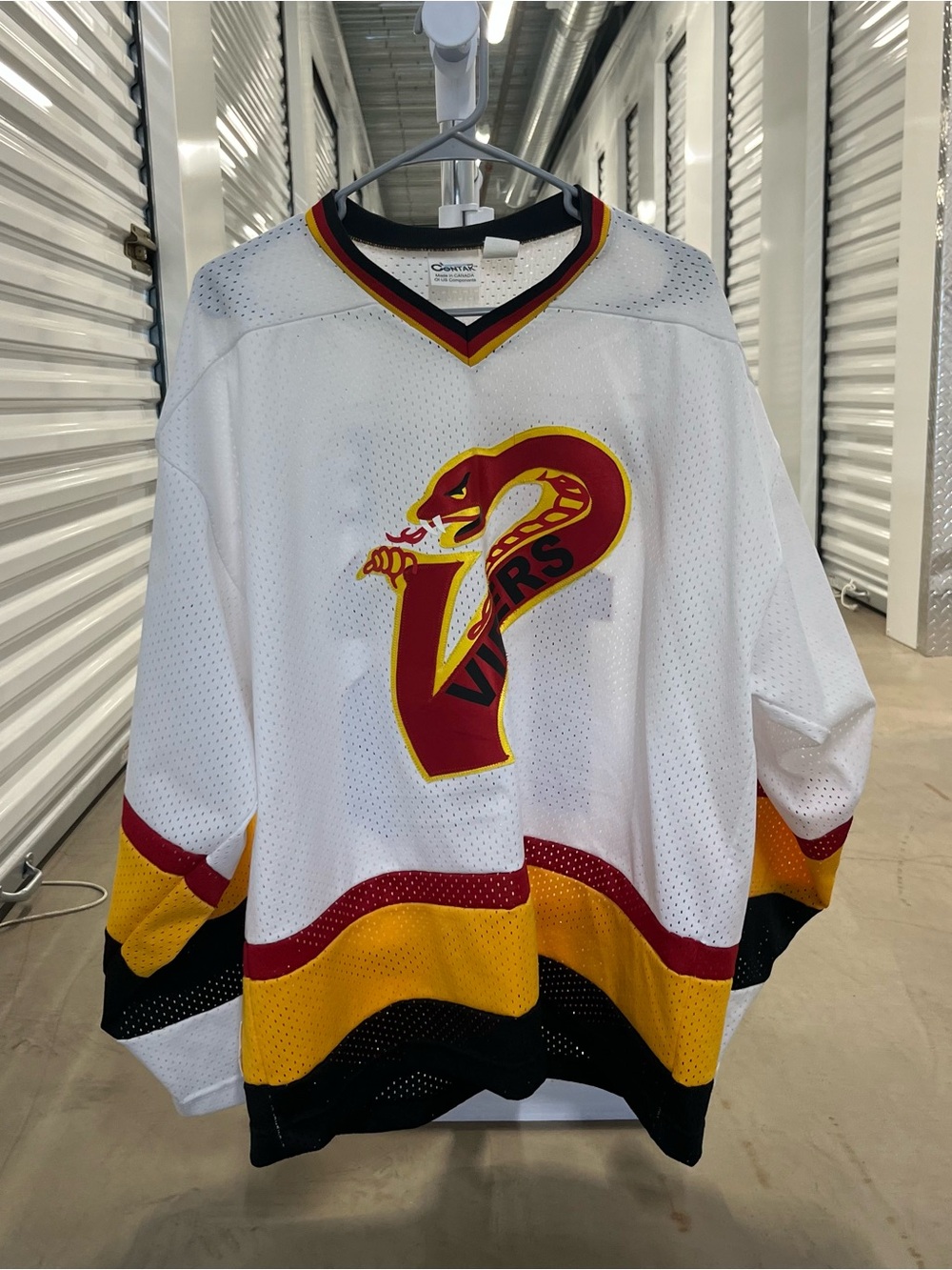 White Vipers Hockey Jersey with Red and Gold Accent